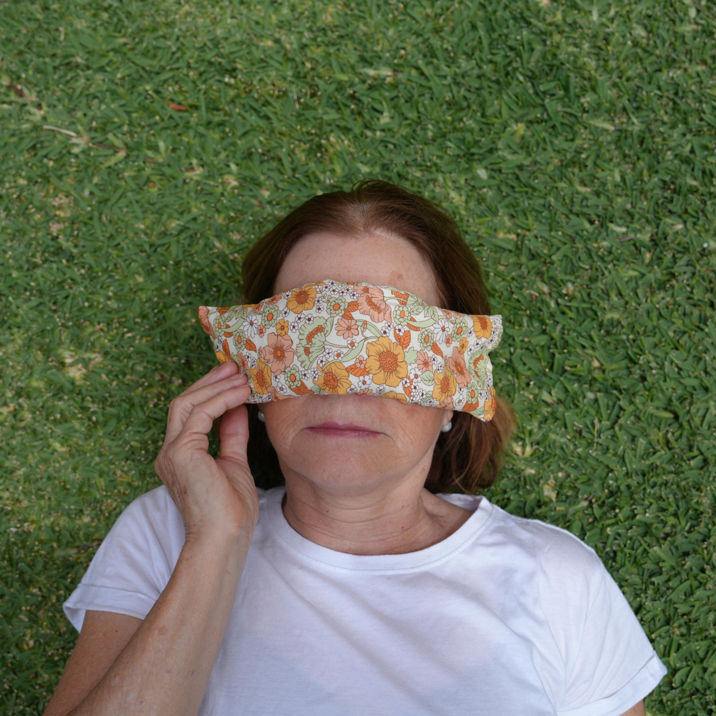 Louise with organic cotton poppies eye pillow
