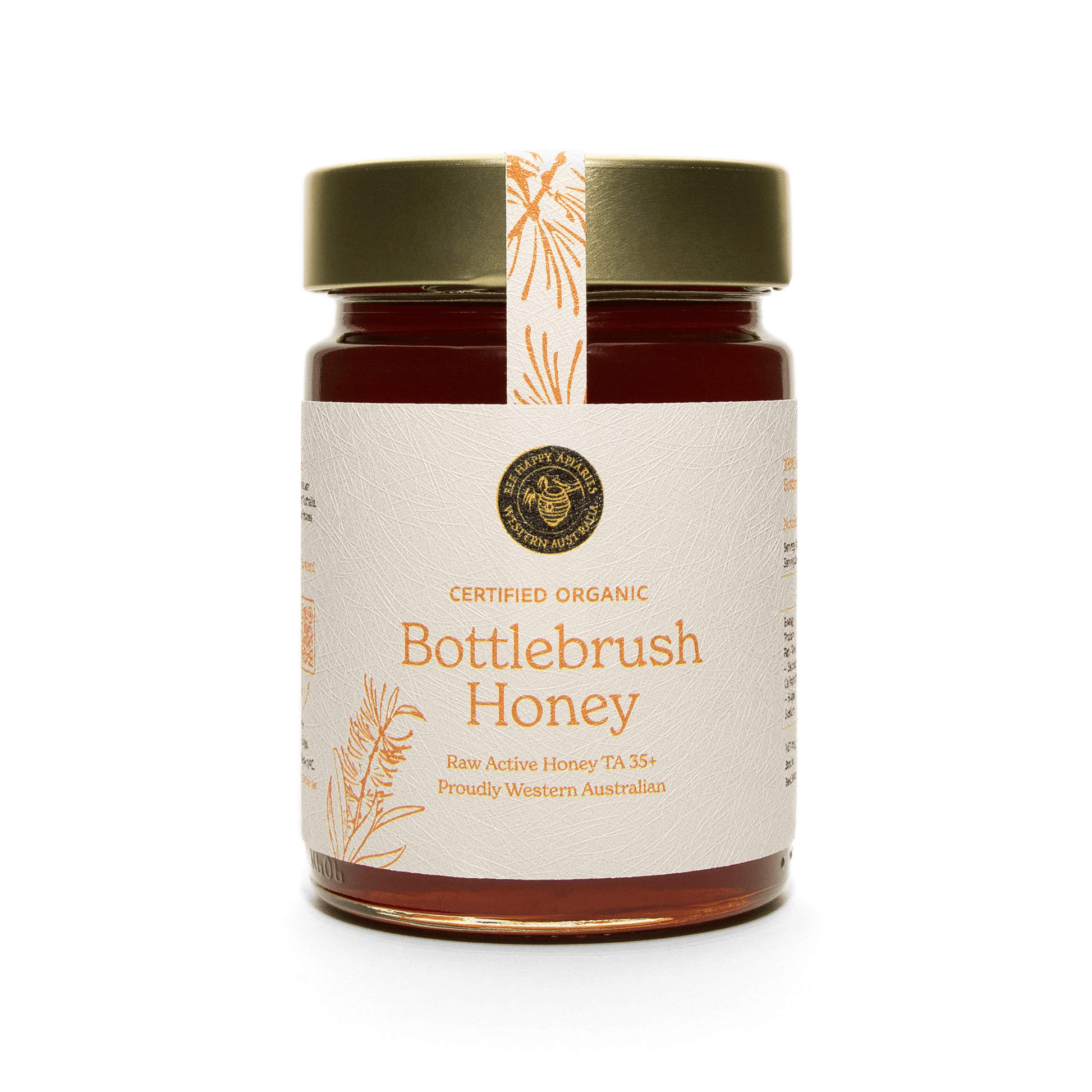 Certified organic raw, active Bottlebrush honey T/A 35+