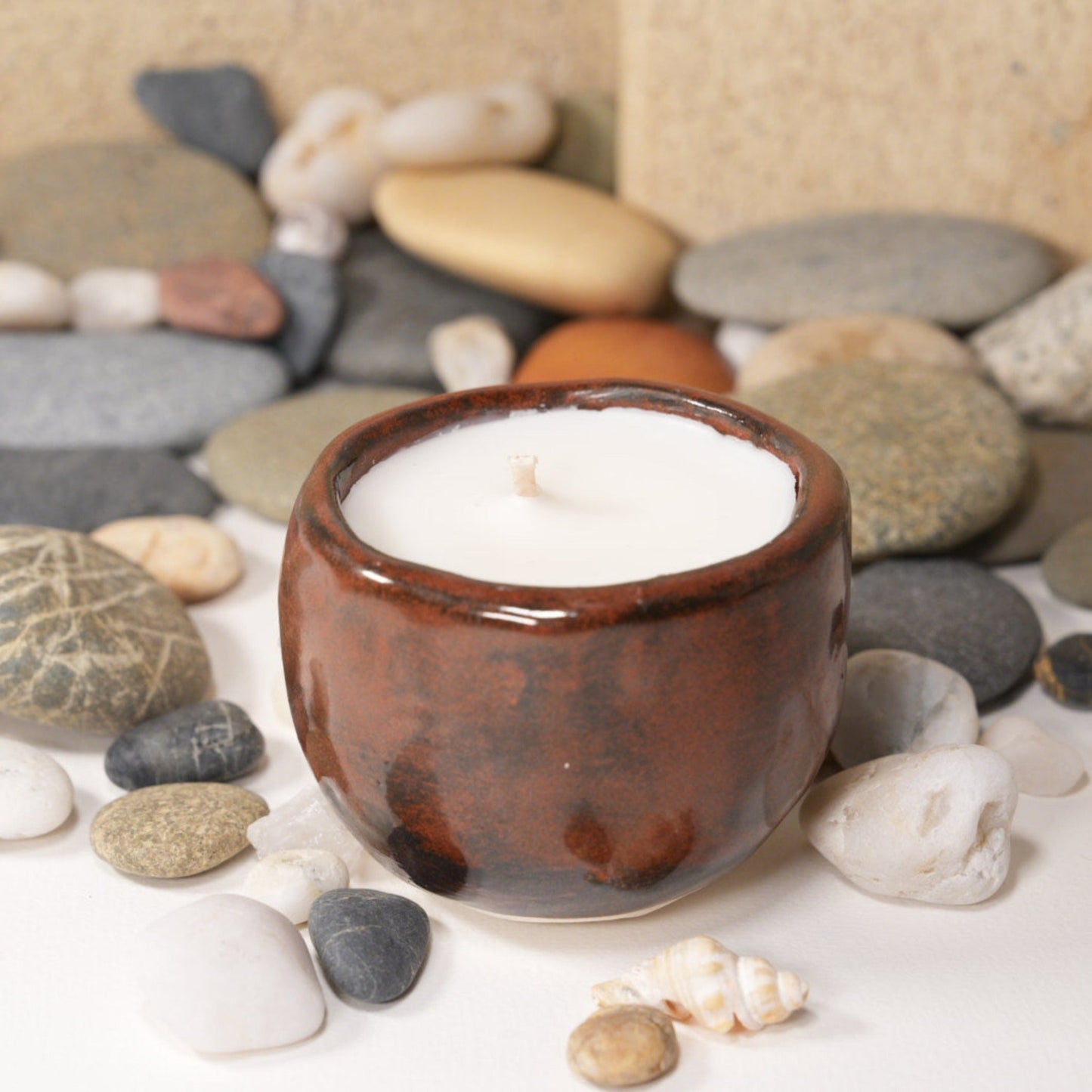 Tomato red Ceramic Candle Jar scented in Rose Geranium