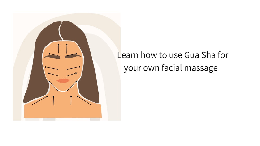 Learn facial massage technique with Gua Sha in the comfort of home. Gua sha tool moves up from neckline to forehead in seven steps