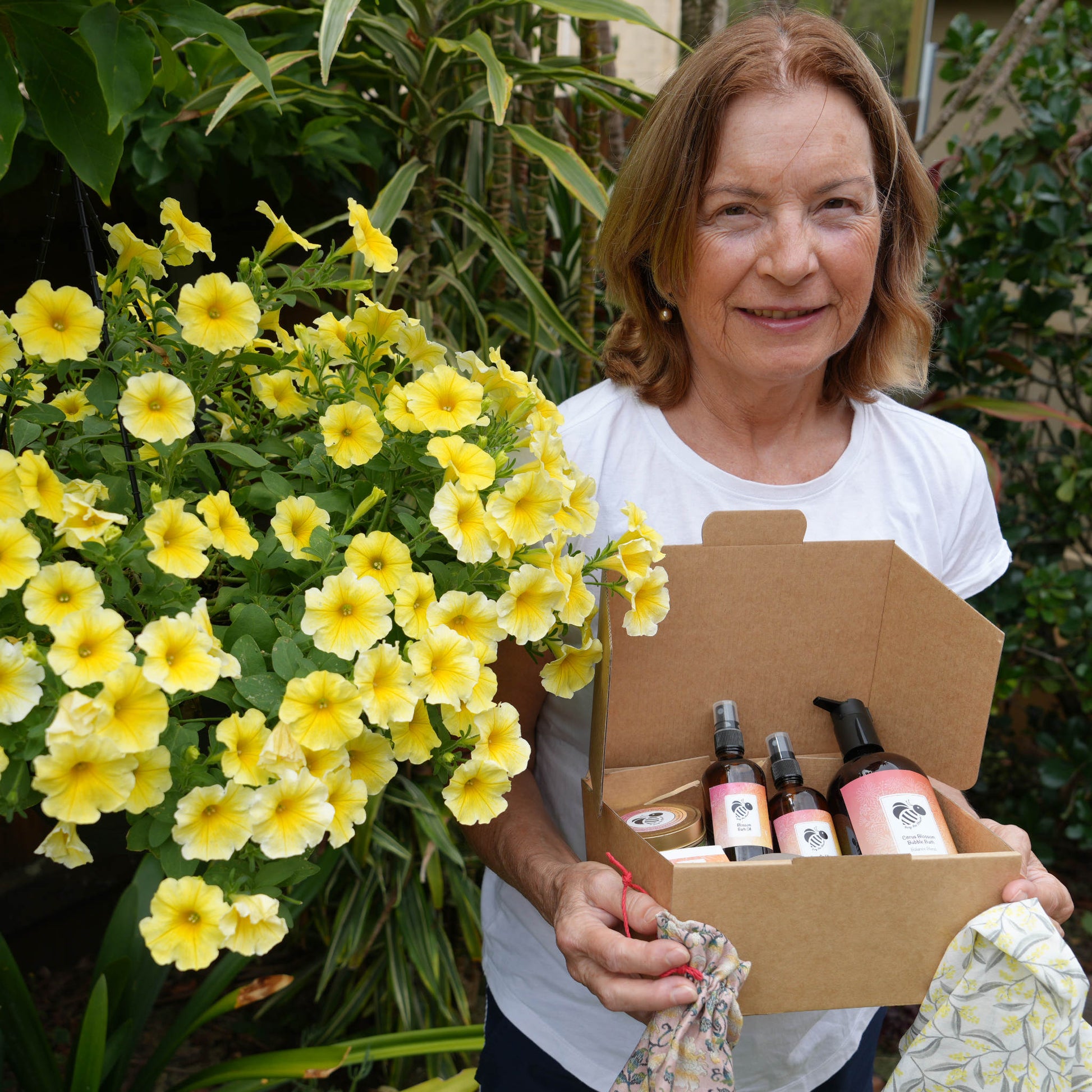 Louise holding Camino Trail Gift Set