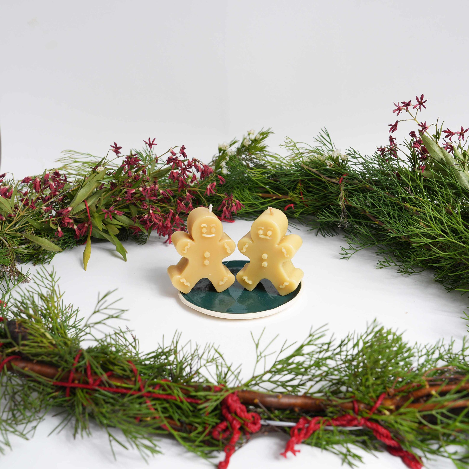 Christmas gingerbread men beeswax candles
