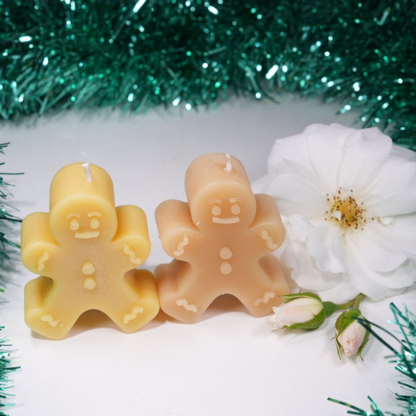 Gingerbread men beeswax candles