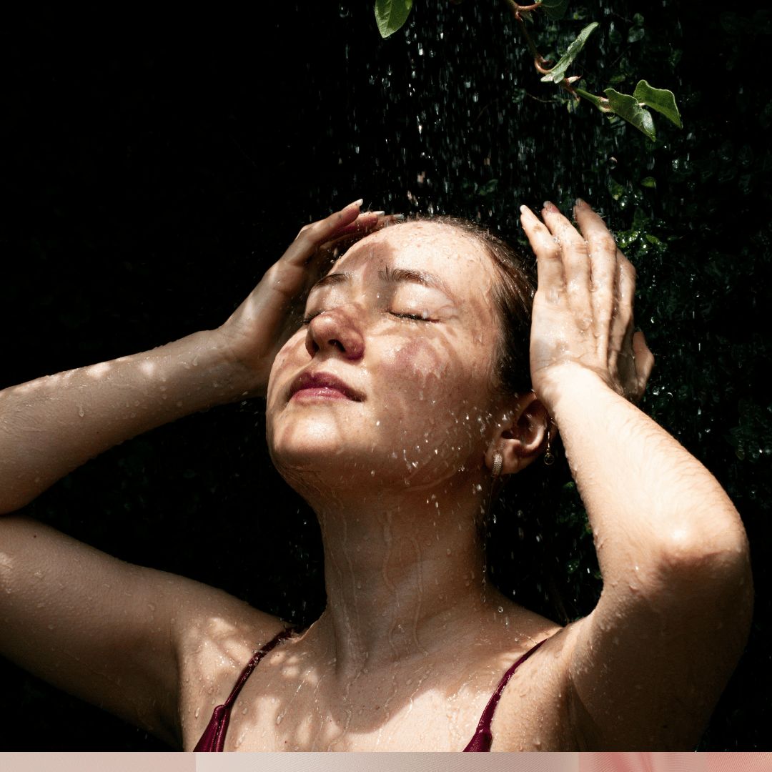 Lady in shower enjoying her shower ritual