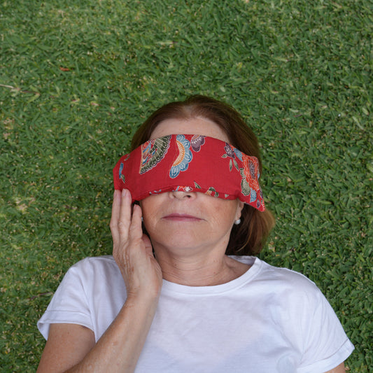 Louise with hand printed Japanese silk eye pillow