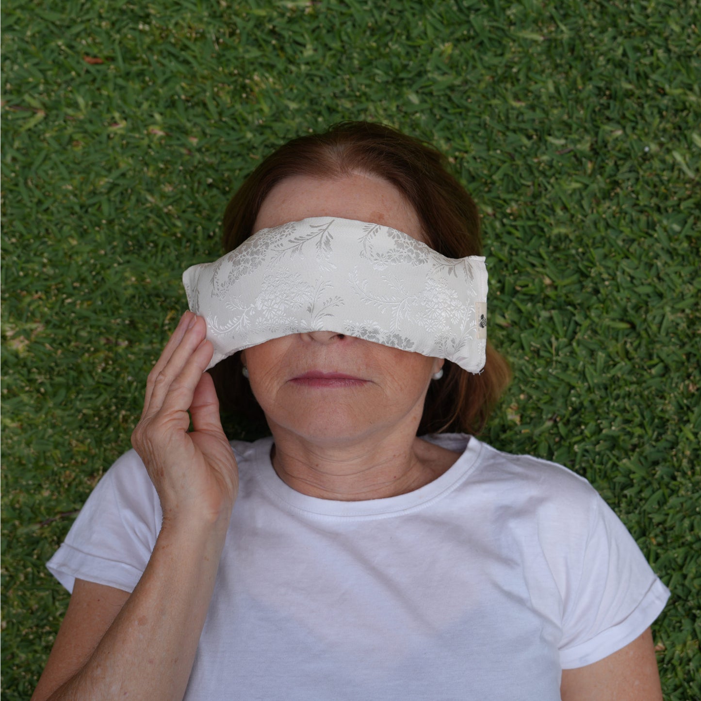 Louise with cream brocade silk eye pillow