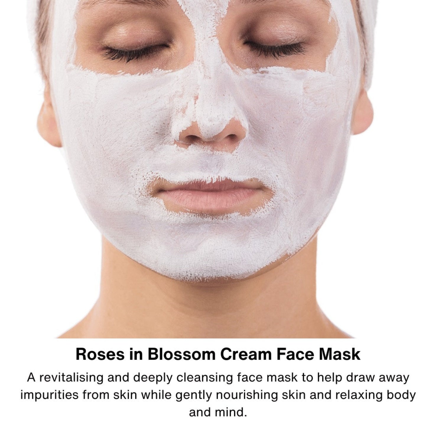 Revitalising Roses in Blossom Cream Face mask  applied to face
