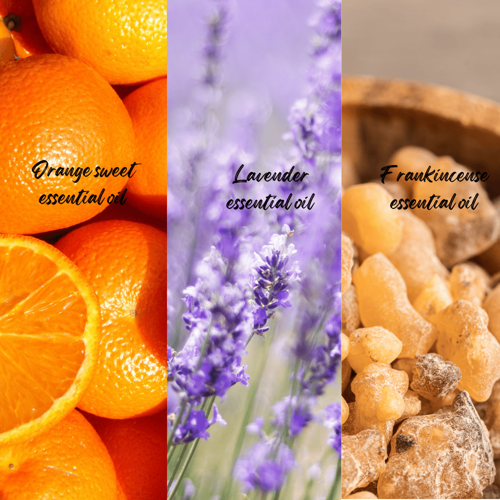 Serene blend essentials oil is a blend of orange sweet, lavender and frankincense