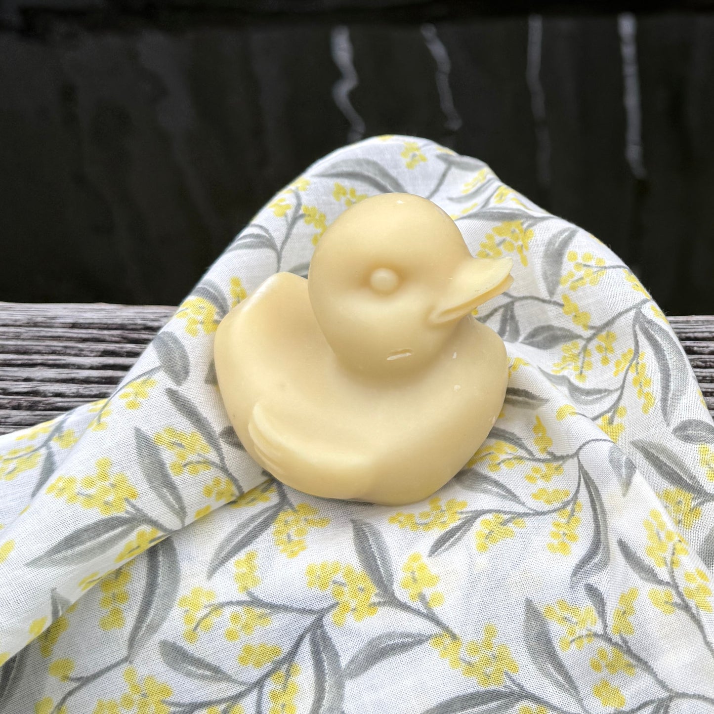 Turmeric soap duck with wattle flower organic cotton face cloth