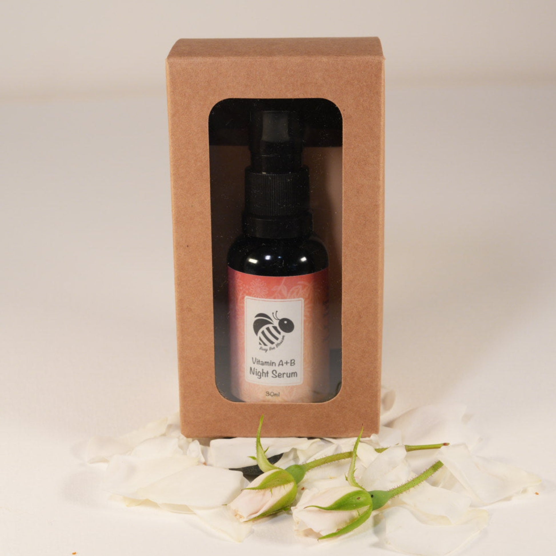 Vitamin A + B Night Serum in gift box with roses