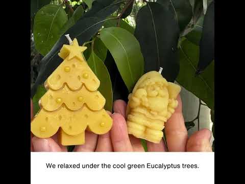 Christmas tree and Santa Claus beeswax candles