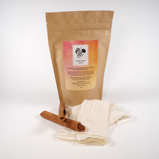 Cinnamon Sugar Body Scrub with Organic Cotton Muslin  Facecloth