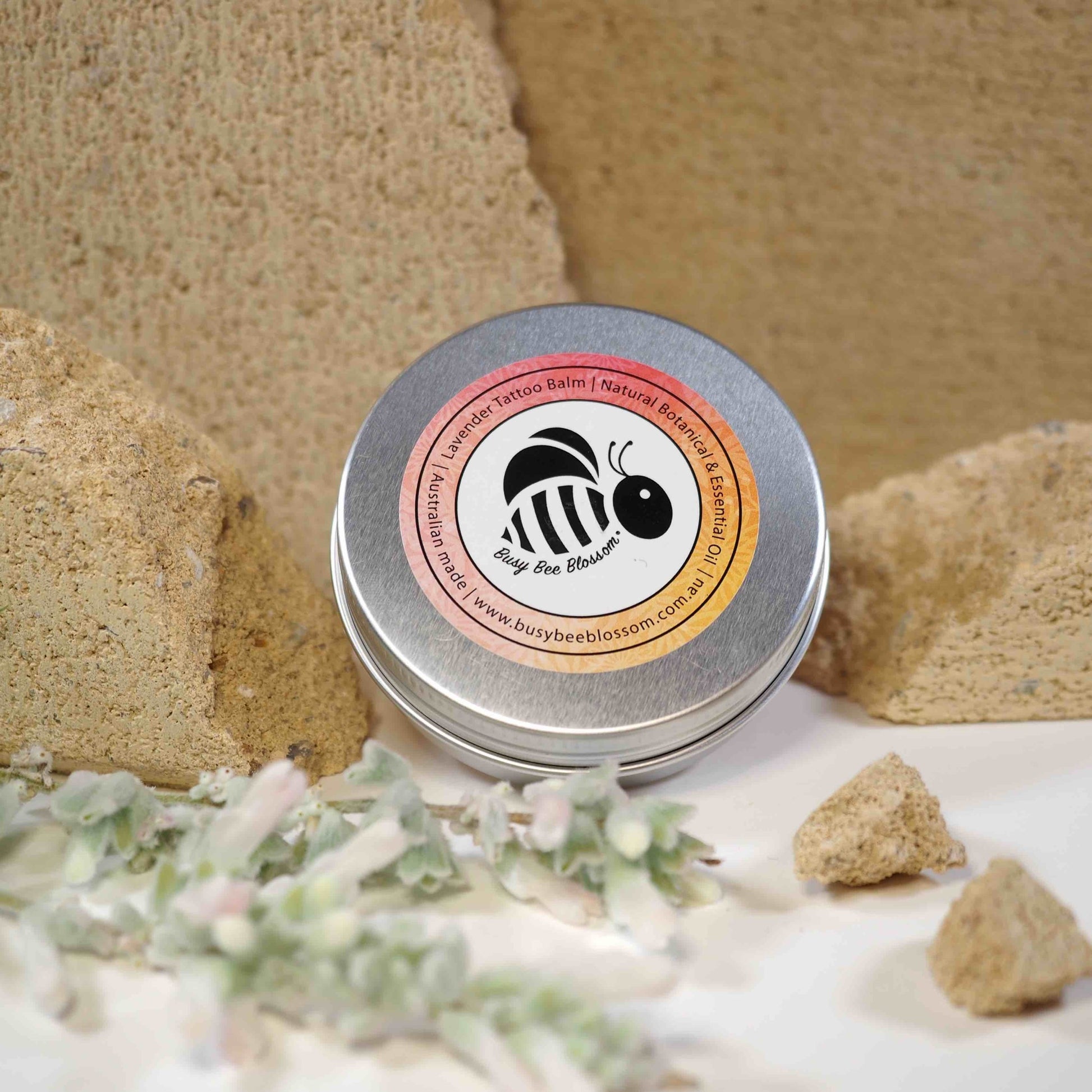 Lavender tattoo balm with organic butters to deeply moisturise. Easy to go anywhere tin packaging.